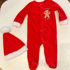 NWOT Baby Starters - Merry and Sweet Footie with matching hat - Size 6 Months